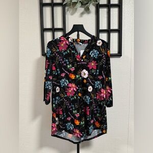 NWT Mountain Mamas Midnight Garden Party Tunic with 3/4 Sleeve in Size XXL